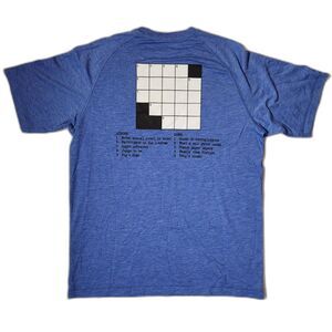 Sport‑Tek Men’s Medium Crossword Puzzle Graphic T‑Shirt Blue